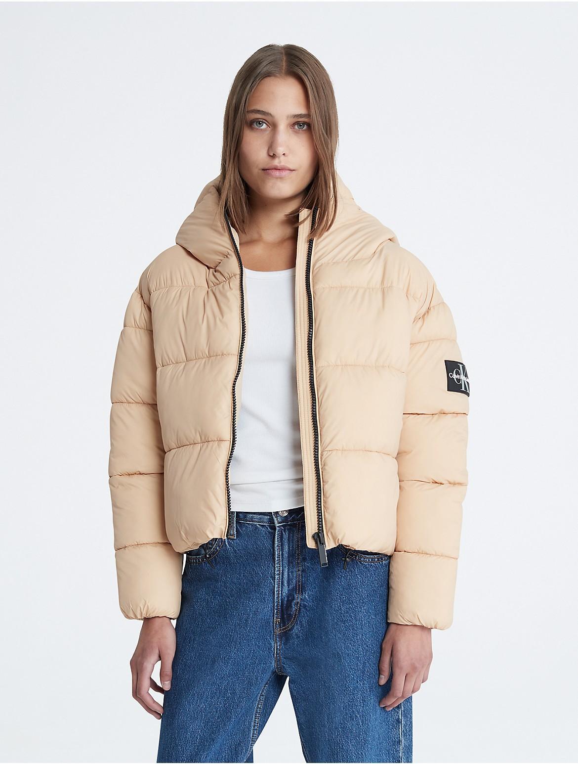 Calvin Klein Womens Boxy Hooded Puffer Jacket - Neutral - XXL Product Image