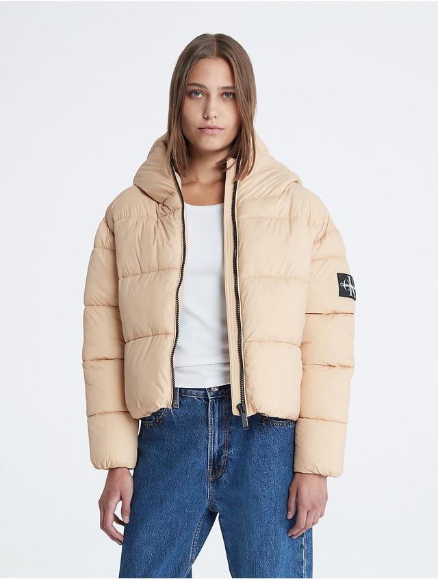 Calvin Klein Womens Boxy Hooded Puffer Jacket - Neutral - XXL Product Image