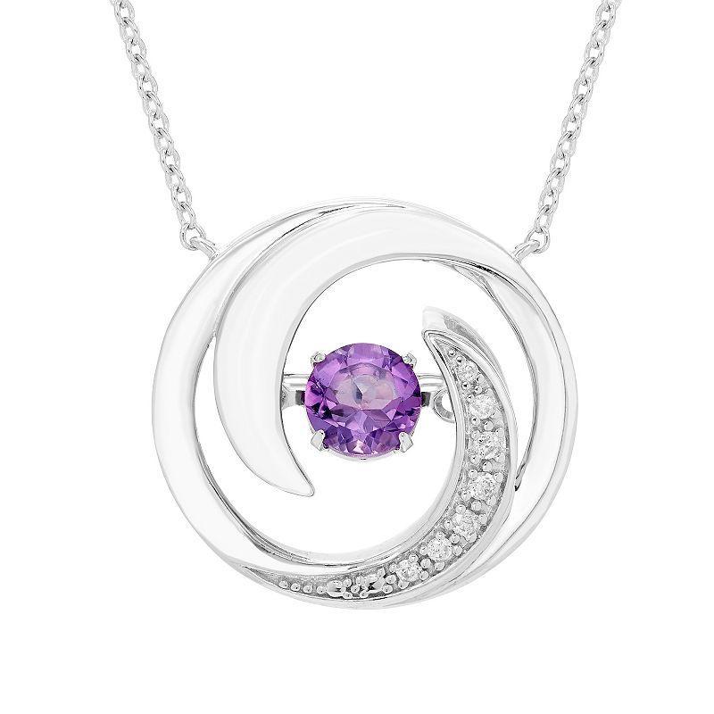 Boston Bay Diamonds Brilliance in Motion Sterling Silver Amethyst & Diamond Accent Swirl Necklace, Womens Product Image