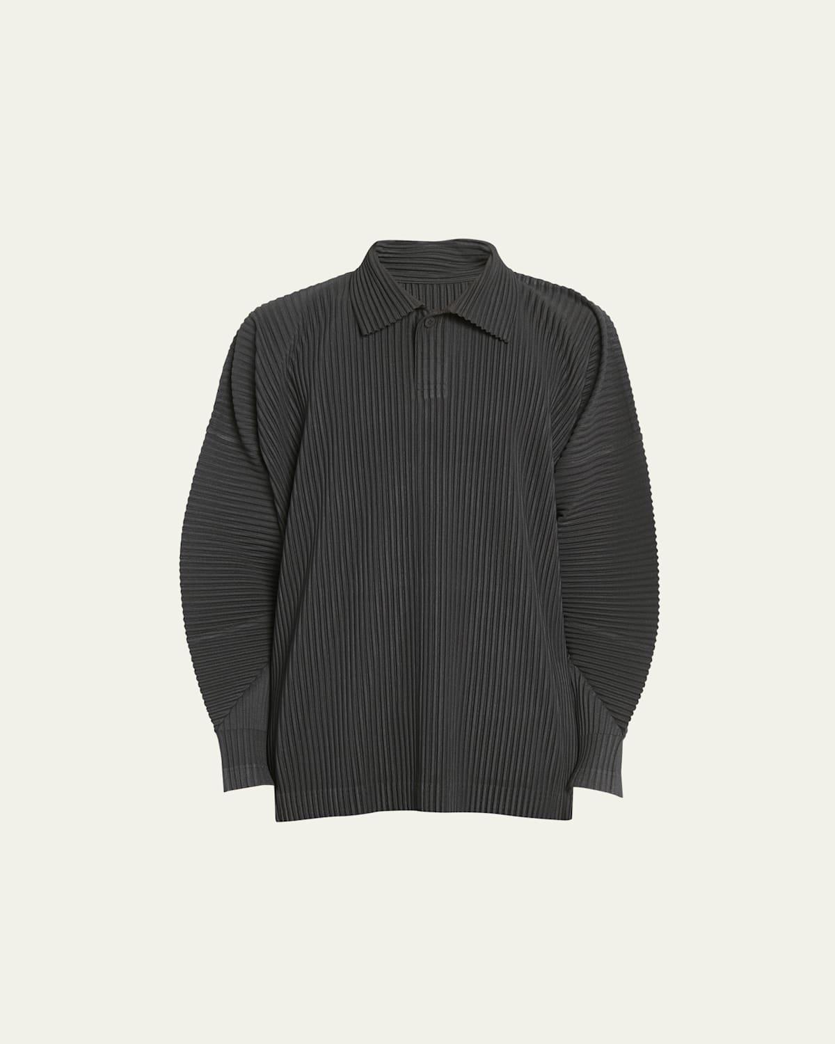 Mens MC January Pleated Long-Sleeve Polo Shirt Product Image