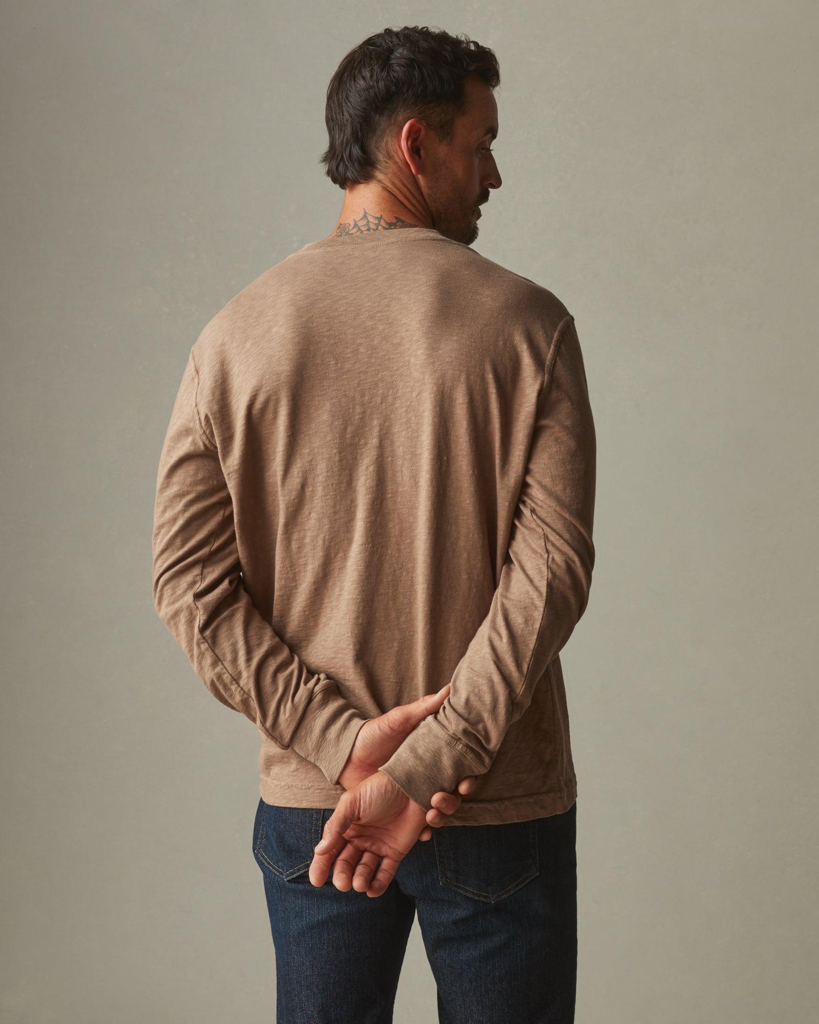 Premium Slub Henley Tee Long Sleeve - Pine Bark Male Product Image