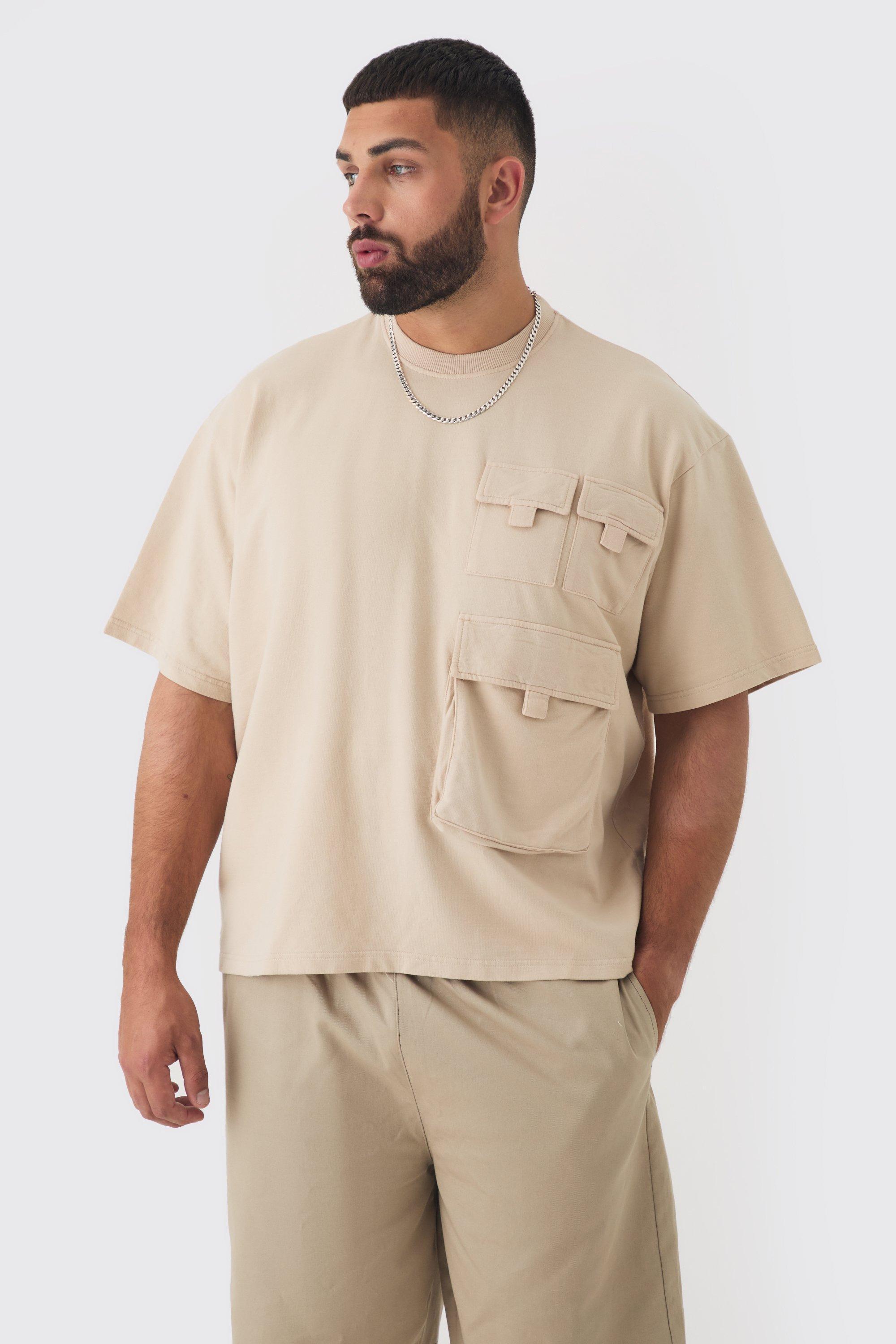 Plus Washed Utility Pocket T-shirt | boohooMAN USA Product Image