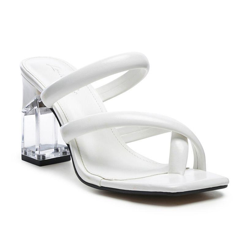 London Rag Erised Clear Heel Womens Toe Ring Slide Sandals Black Product Image