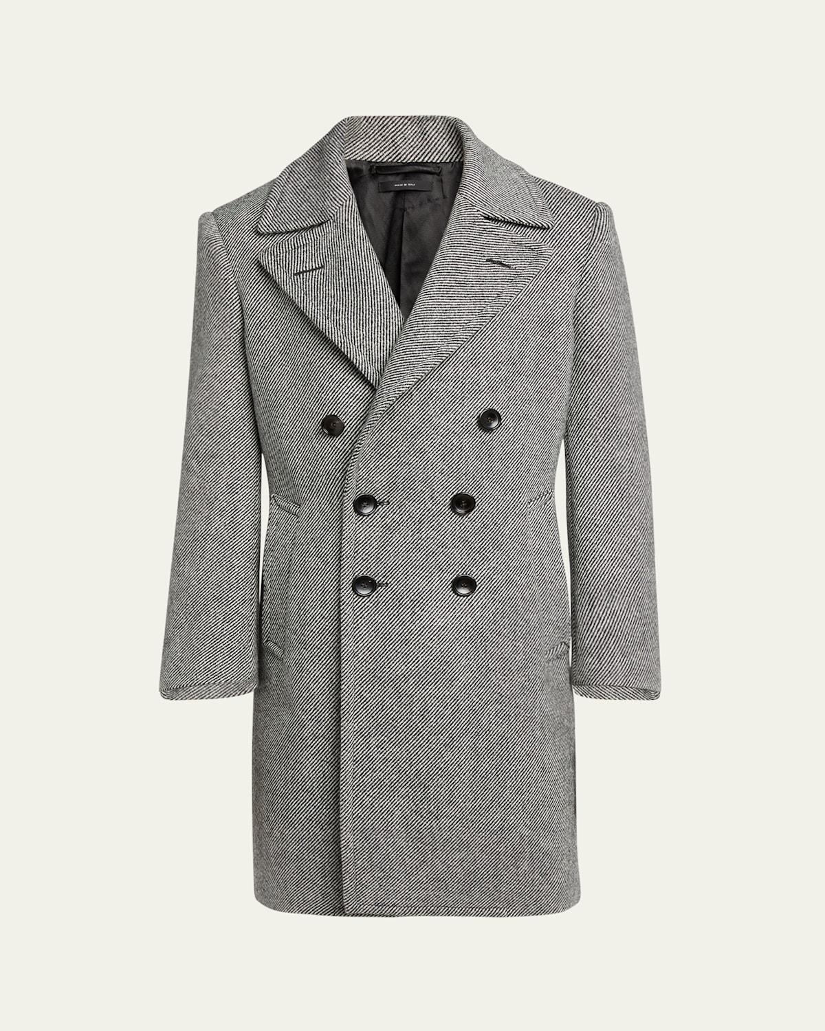 Men's Mouline Wool Double-Breasted Coat Product Image