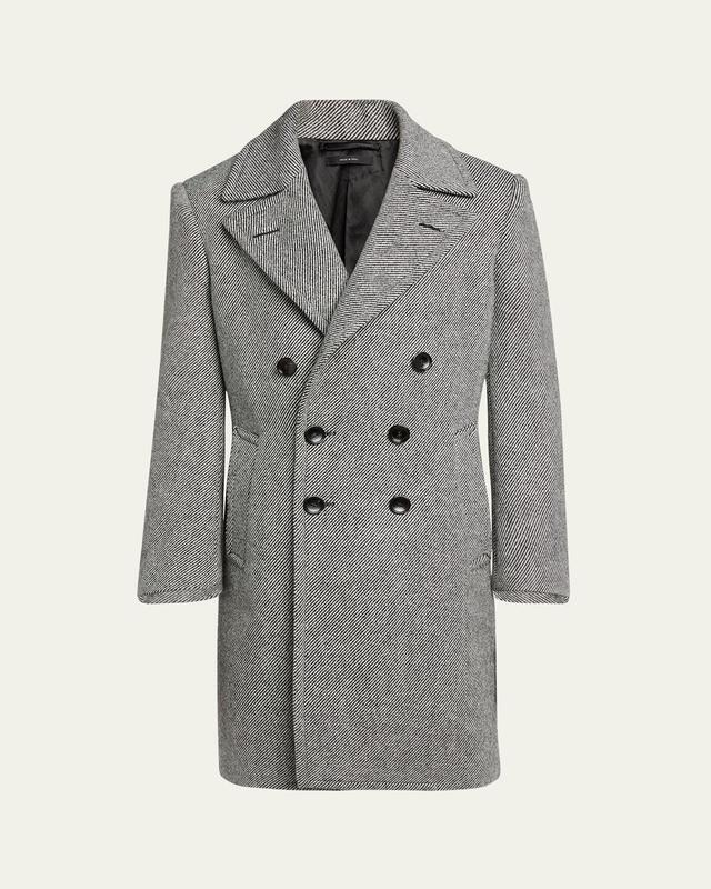 Mens Mouline Wool Double-Breasted Coat Product Image