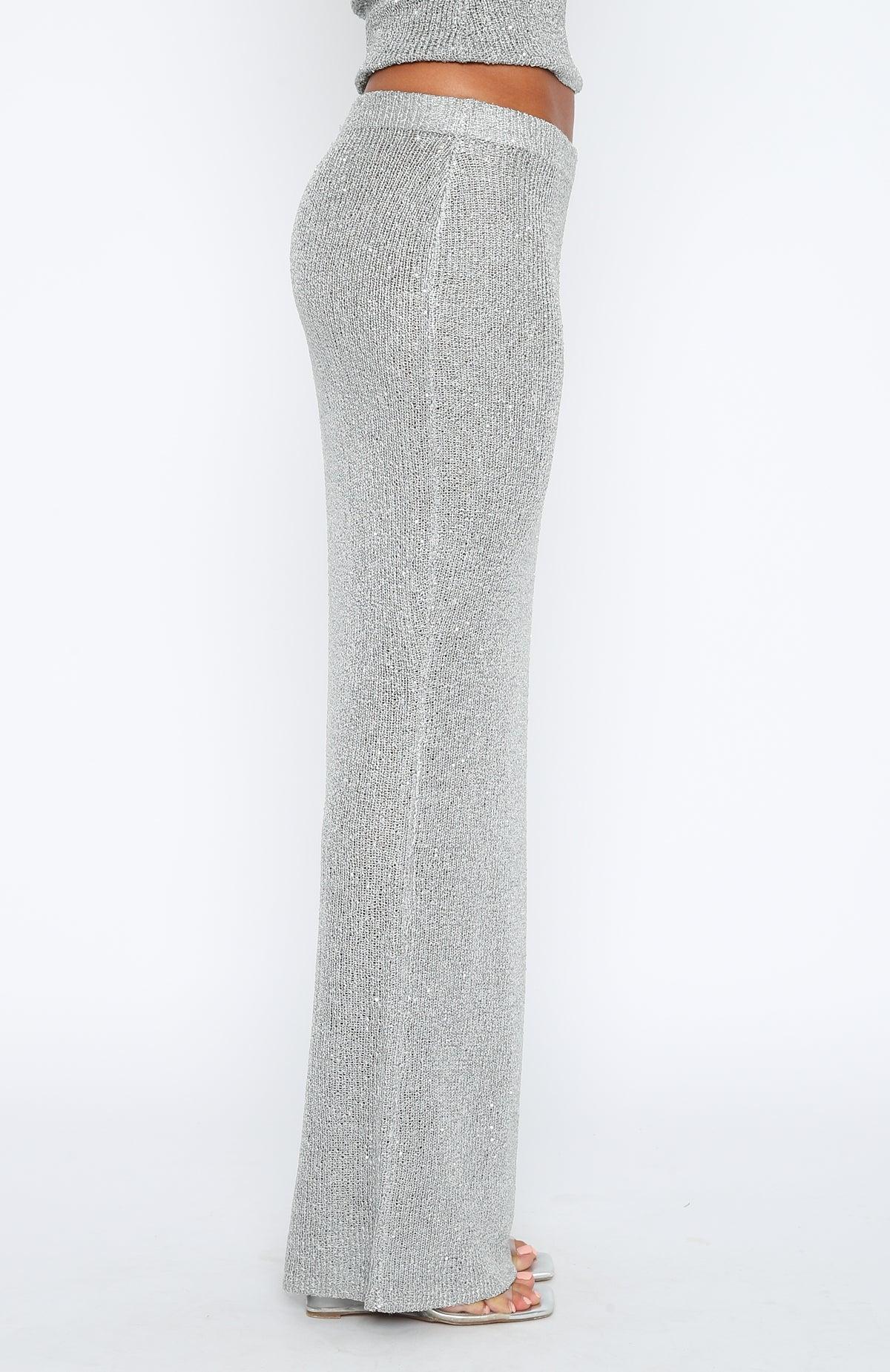 Star Shining Sequin Knit Maxi Skirt Grey Product Image