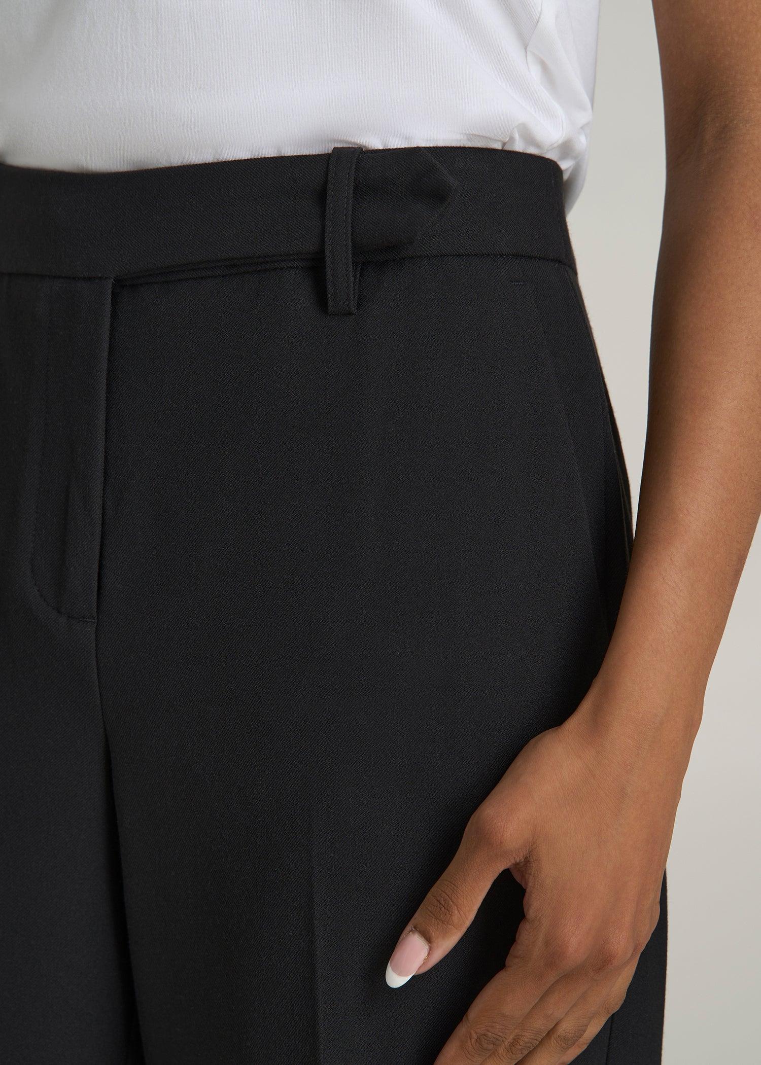 Wide Leg Cuffed Pants for Tall Women in Black Product Image