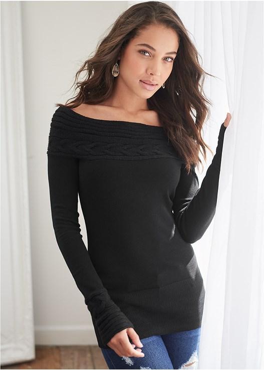 Cable Detail Tunic Sweater Product Image