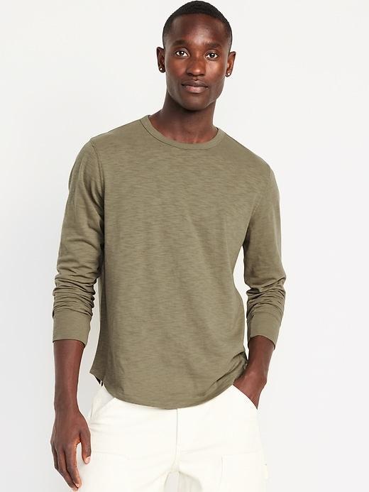 Curved-Hem Slub-Knit T-Shirt Product Image