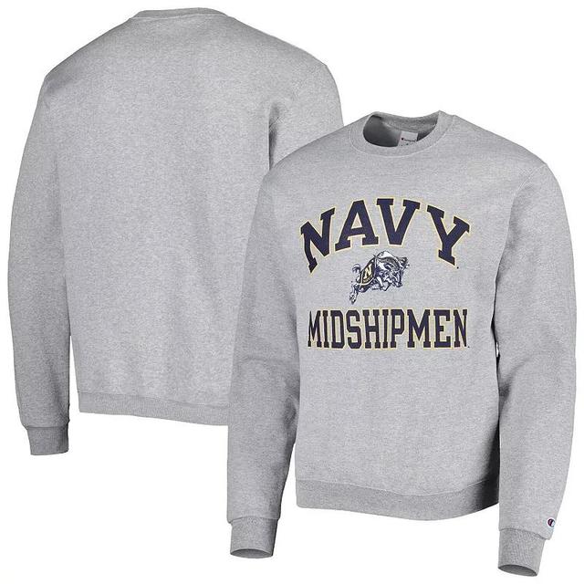 Mens Champion Heather Gray Navy Midshipmen High Motor Pullover Sweatshirt Product Image