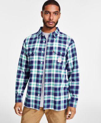 Men's Worker Relaxed-Fit Plaid Button-Down Shirt, Created for Macy's Product Image