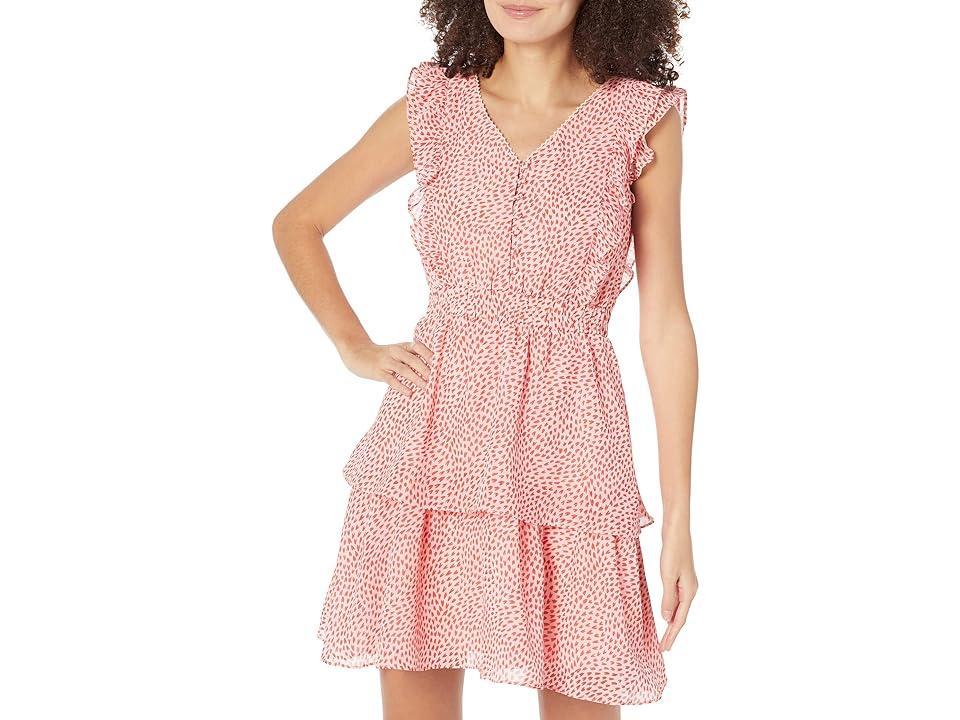 Betsey Johnson Queen of Hearts Chiffon Mini Dress (Almond Blossom) Women's Dress Product Image