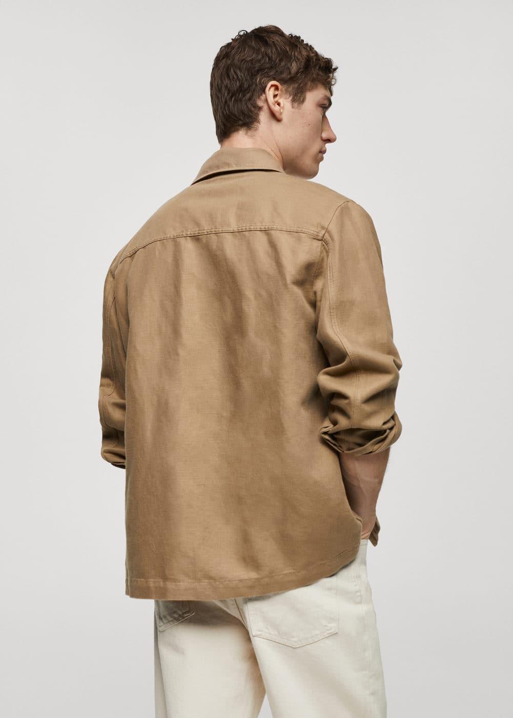 MANGO MAN - Pocket linen cotton jacket tobacco brownMen Product Image