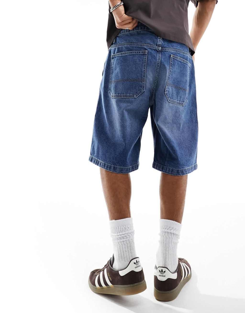 Cotton On baggy denim short in blue wash Product Image