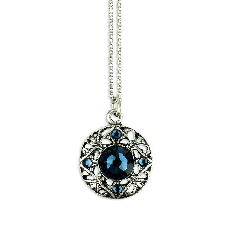 Round Filigree Silvertone Pendant Necklace Product Image