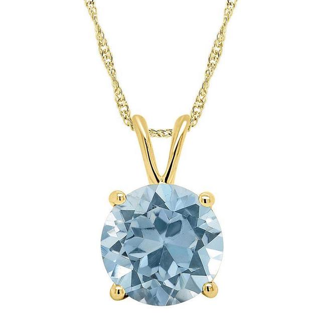 Alyson Layne 14k Gold Round Sky Blue Topaz Pendant Necklace, Womens Product Image