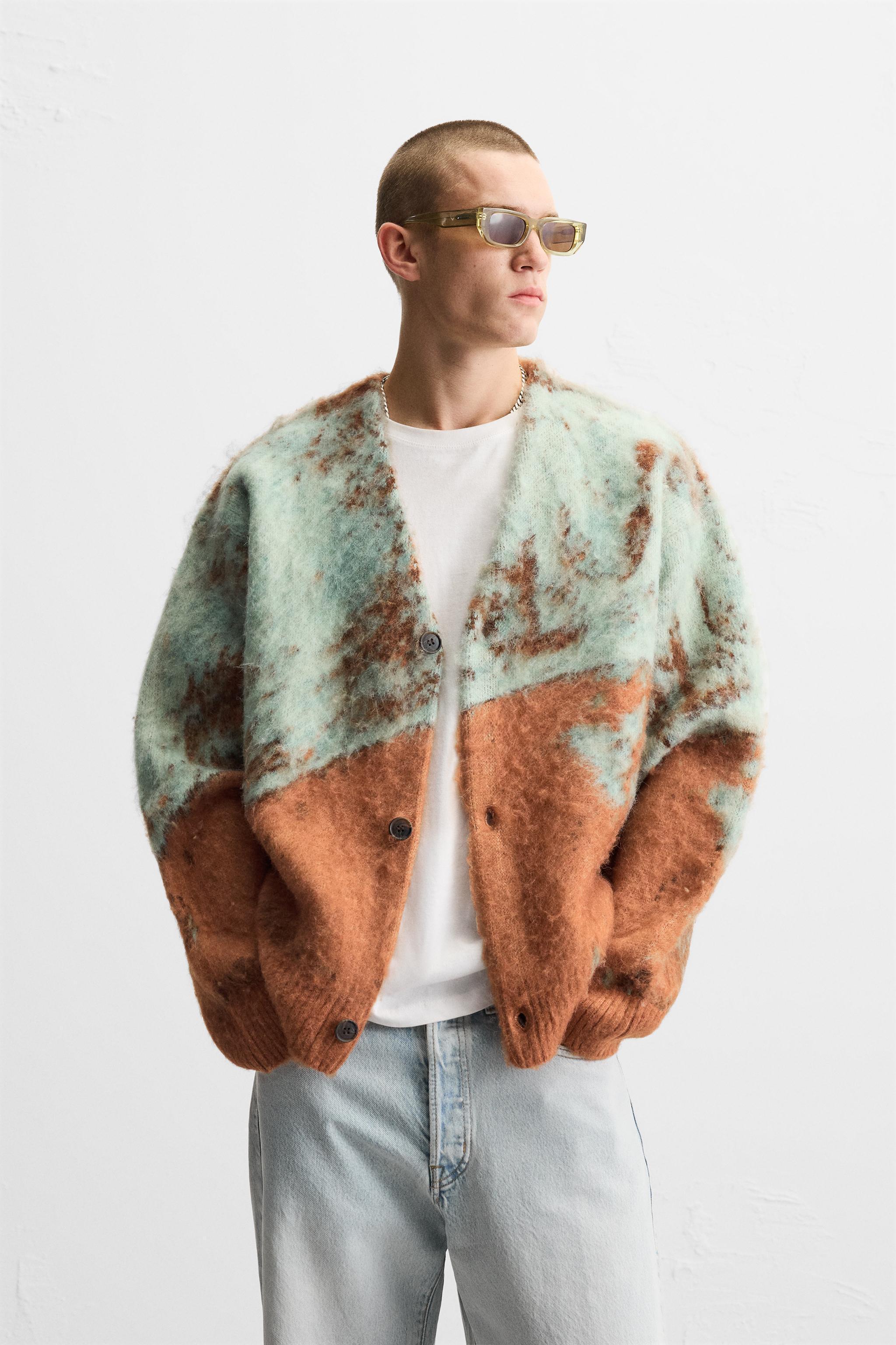 BRUSHED TEXTURE JACQUARD CARDIGAN Product Image