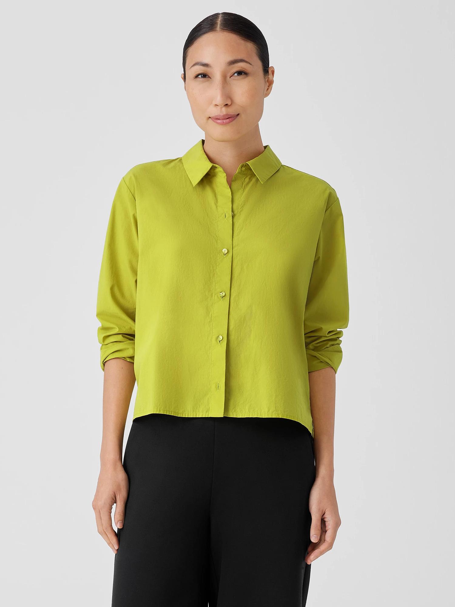 EILEEN FISHER Washed Organic Cotton Poplin Classic Collar Short Shirtfemale Product Image