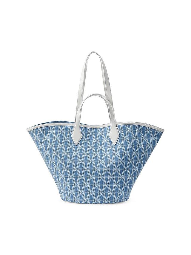 Womens Denim Crest Leather Tote Product Image