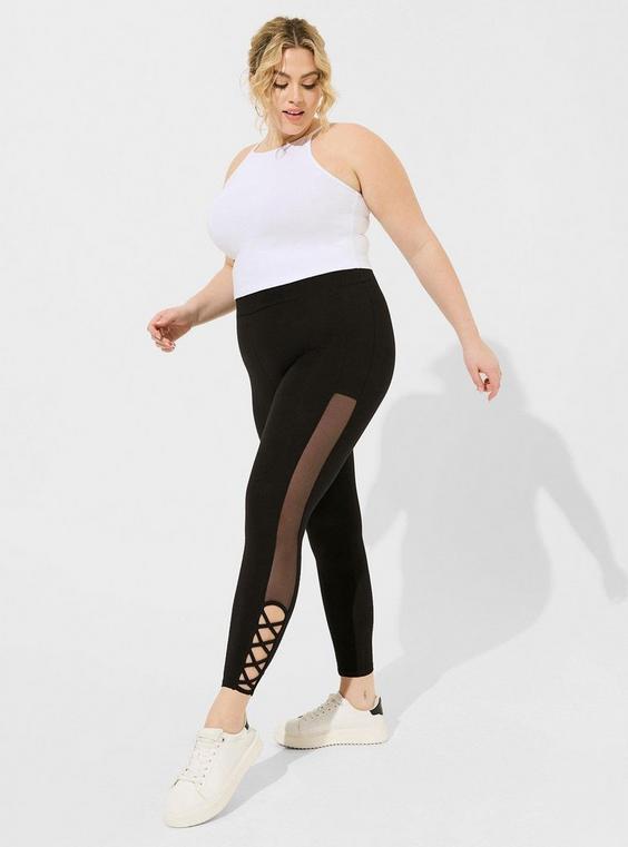 Crop Signature Waist Mesh Lace Up Legging Product Image