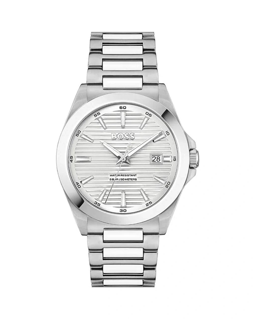 Brushed-and-polished Stainless-steel Watch With Grooved Dial Men's Watches In Assorted-pre-pack Product Image