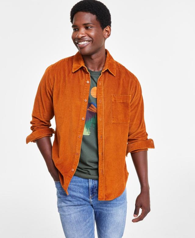 Sun + Stone Mens Long Sleeve Button-Front Corduroy Shirt, Created for Macys Product Image