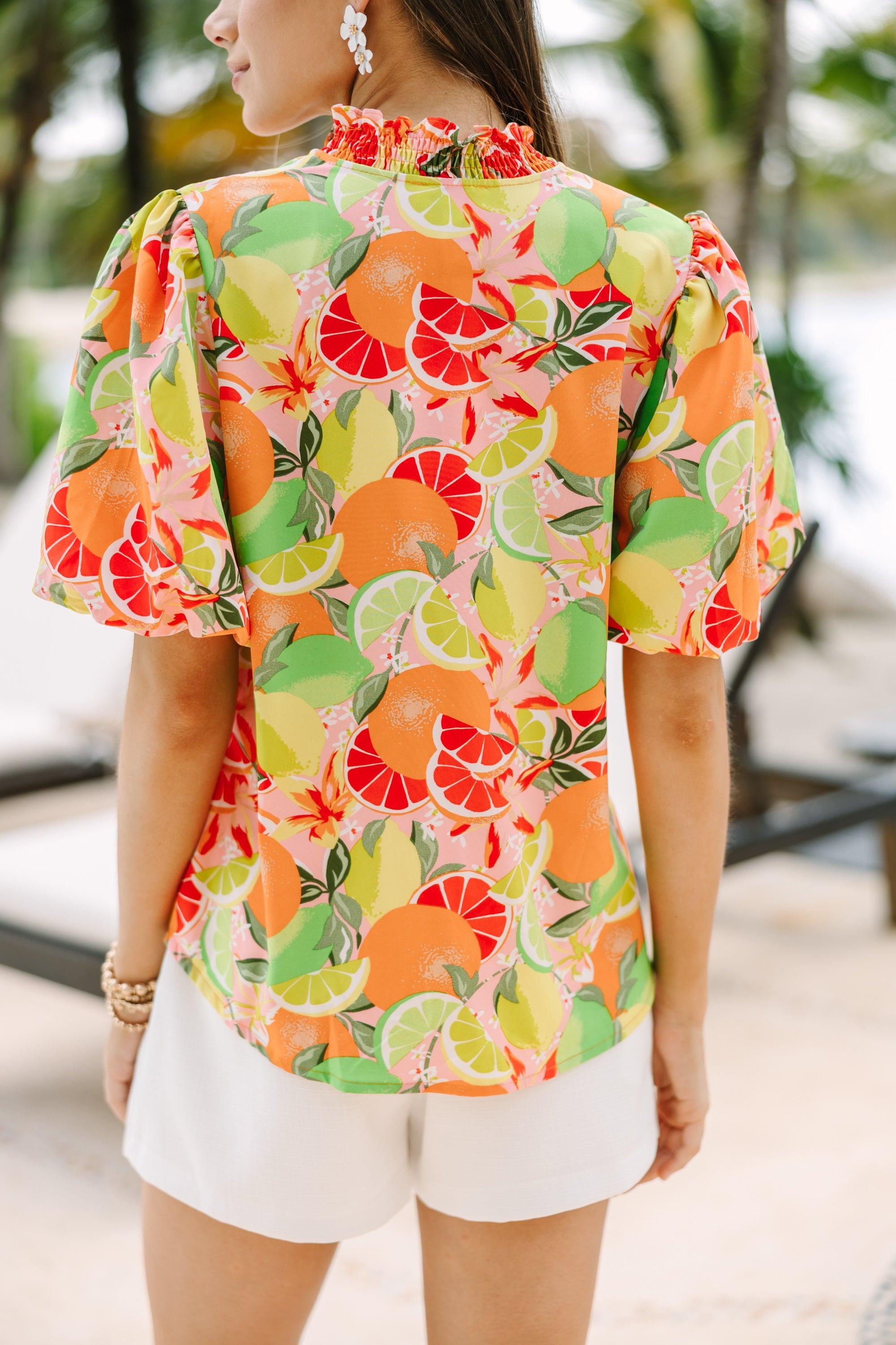 Find You Well Orange Floral Blouse Female Product Image