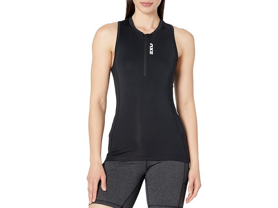 2XU Core Tri Tank (Black/White) Women's Swimwear Product Image