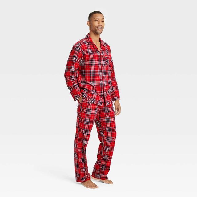 Mens Plaid Flannel Holiday Matching Family Pajama Set - Wondershop Red XL Product Image