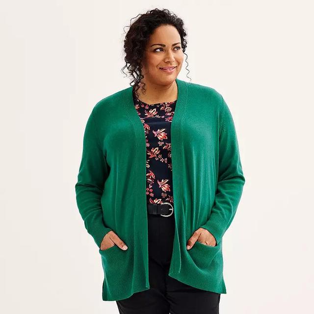 Plus Size Croft & Barrow Classic Ribbed Open-Front Cardigan, Womens Product Image