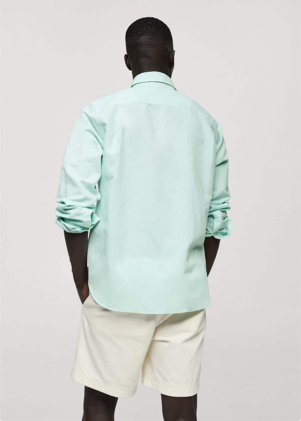 MANGO MAN - Classic-fit linen-blend shirt aqua greenMen Product Image