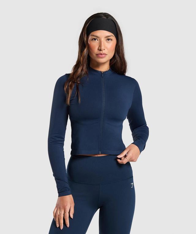 Gymshark Everyday Seamless Zip Tracktop - Navy Female Product Image