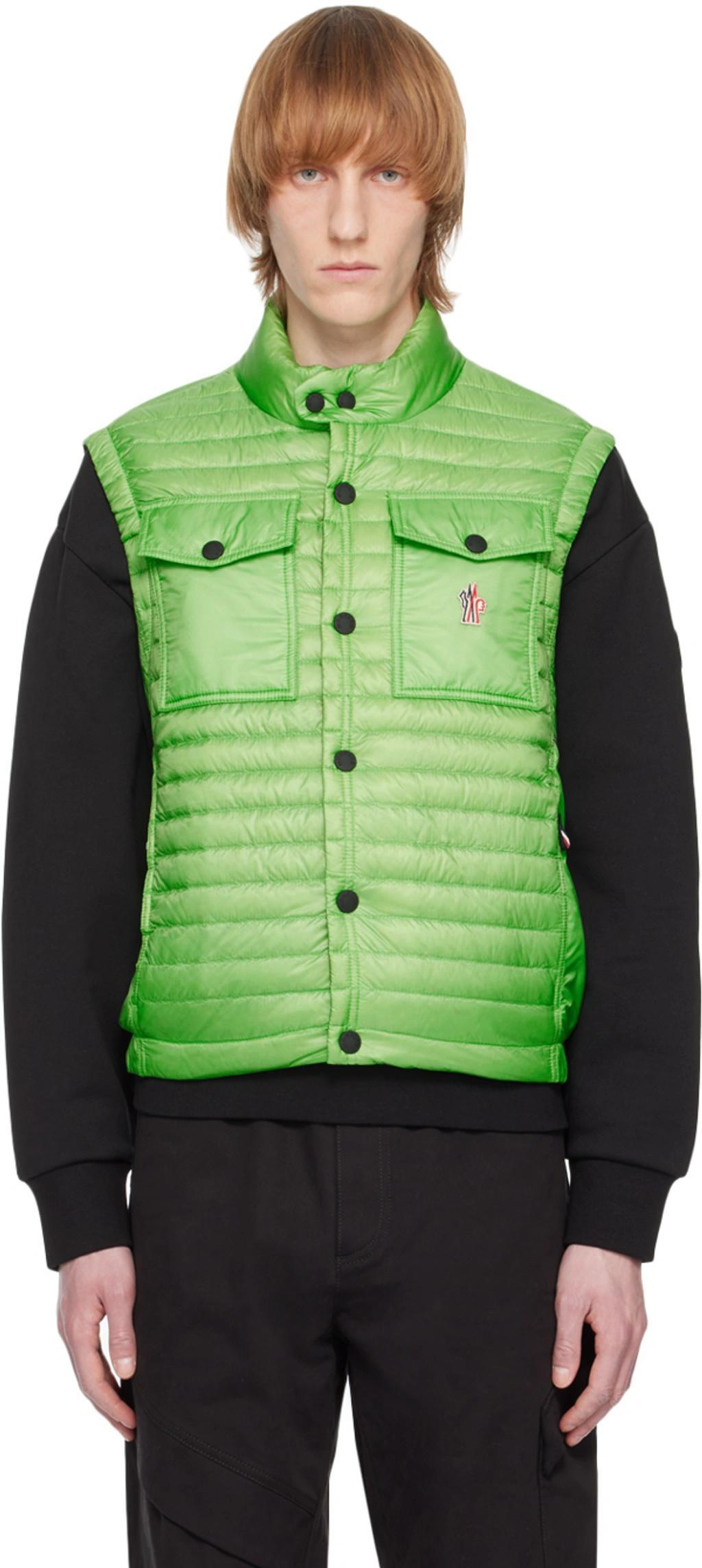 MONCLER Logo-embroidery Buttoned Gilet In Green Product Image