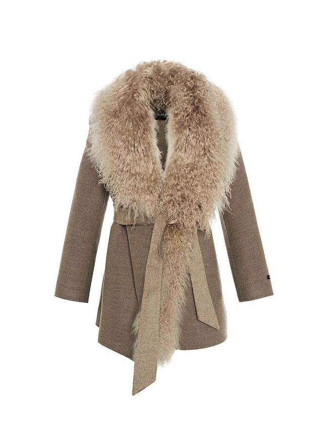 Womens Wool & Cashmere Jacket with Mongolian Lamb Trim Product Image