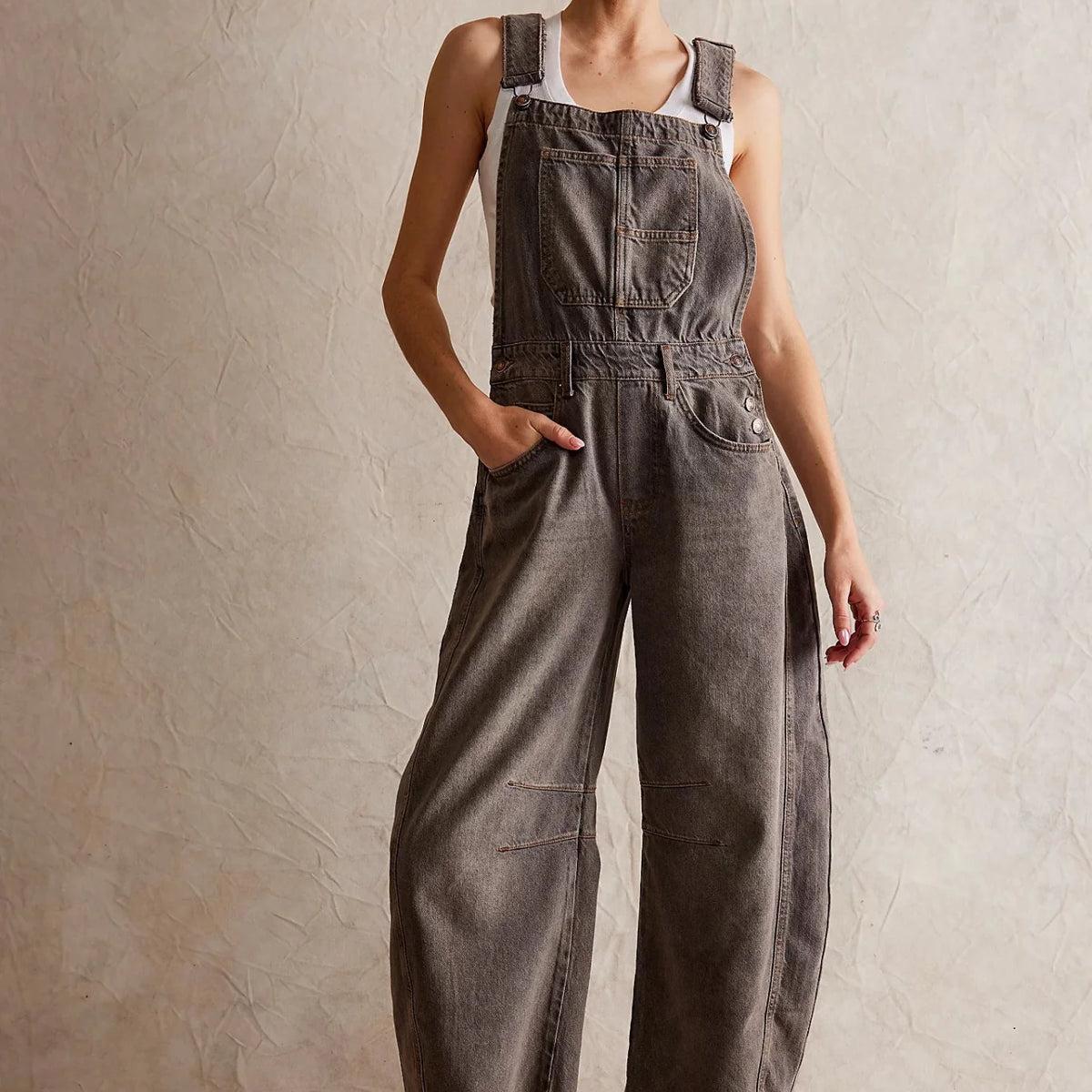 Good Luck Barrel Overalls - Antique Grey Product Image