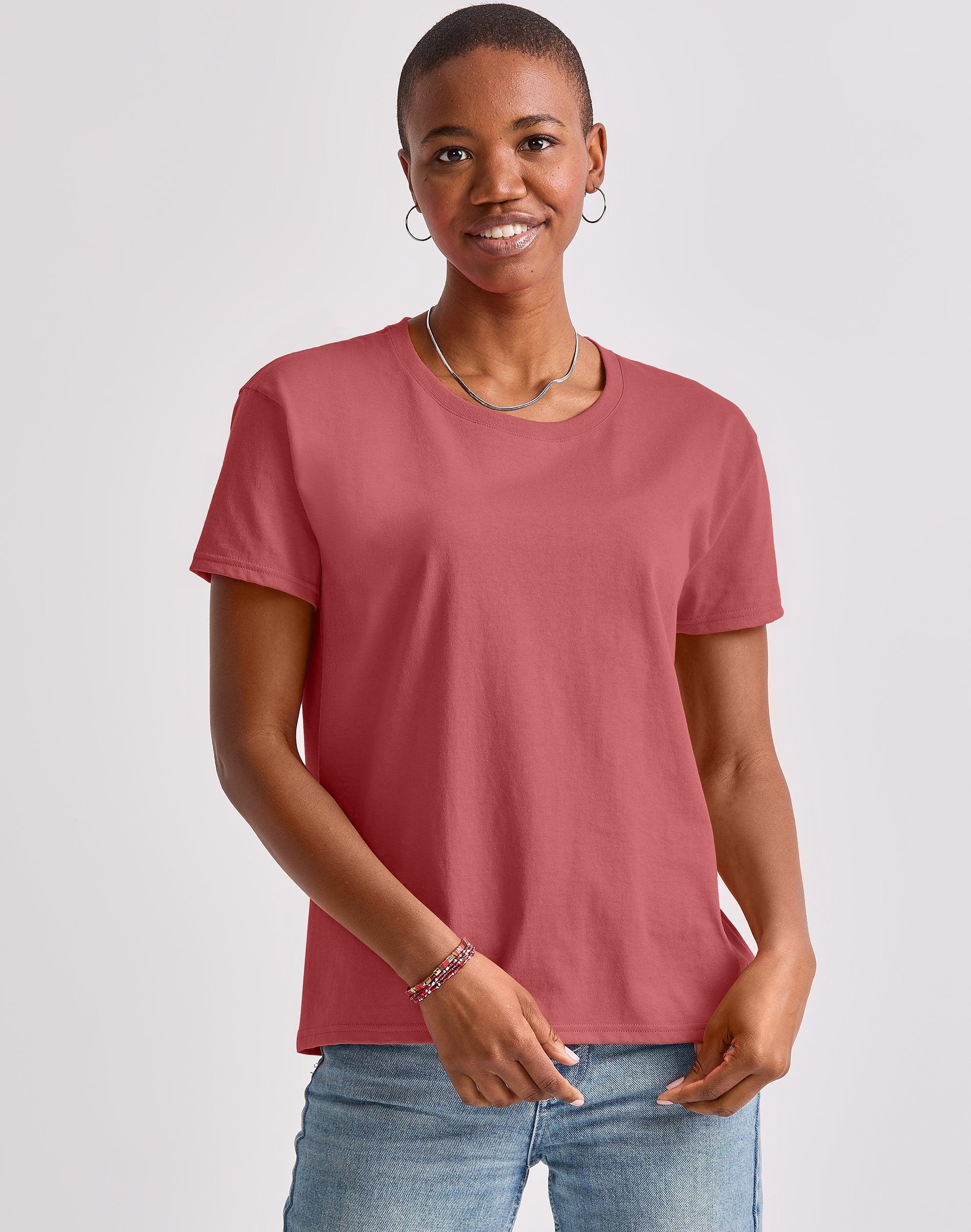 Hanes Essentials Womens Cotton T-Shirt, Oversized Fit Light Steel S Product Image