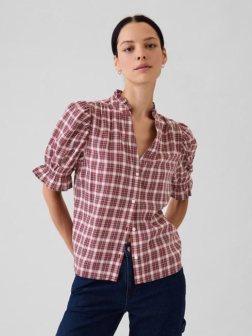 Ruffled Puff Sleeve Shirt Product Image