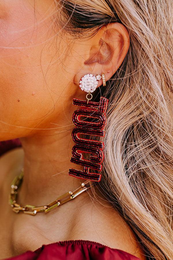 Touchdown Beaded Earrings In Wine Product Image