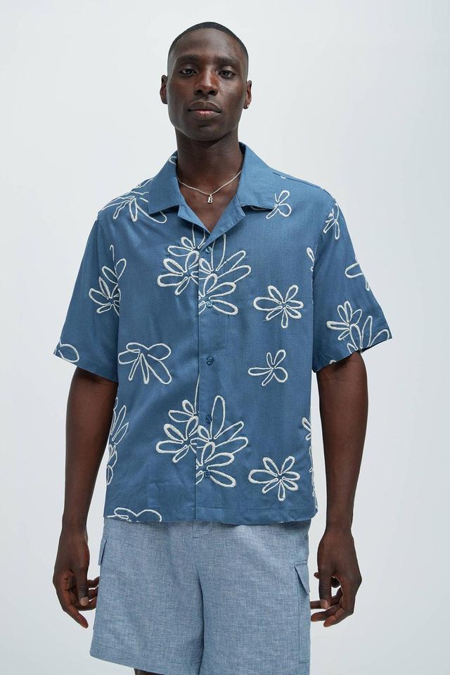 Daydream Floral Linen Shirt - Blue Product Image