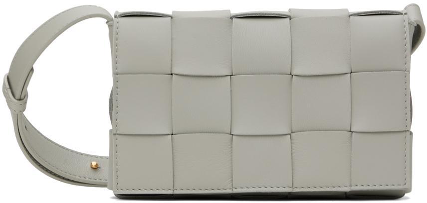 BOTTEGA VENETA Gray Small Cassette Bag In 1556 Agate Grey Gold Product Image