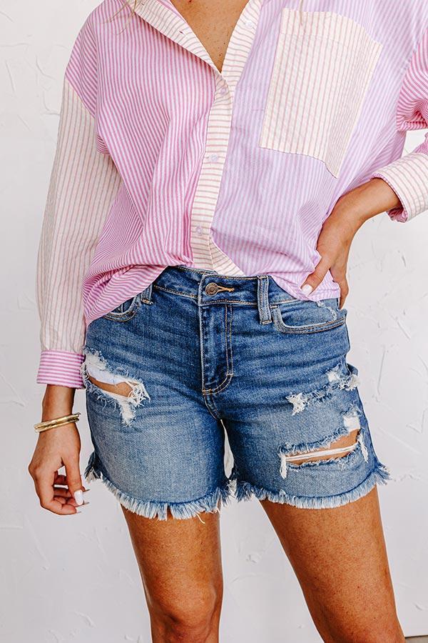 The Wanda High Waist Distressed Shorts Product Image