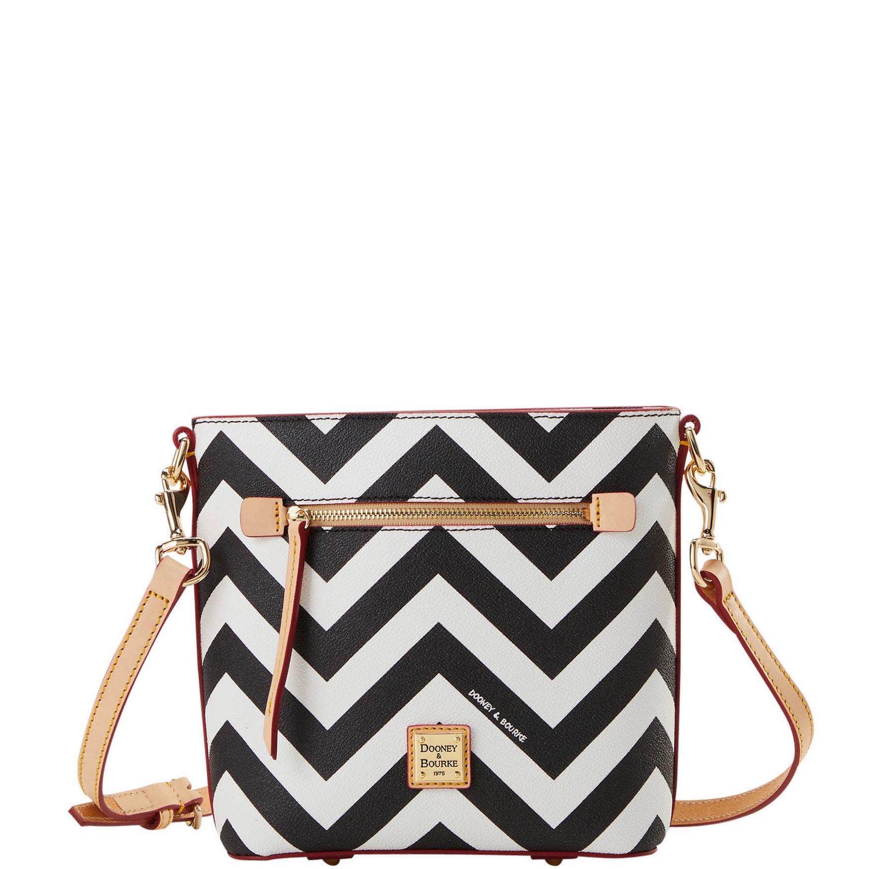 Dooney & Bourke Womens Chevron Small Zip Crossbody Coated Cotton Shoulder Bag in Black Product Image