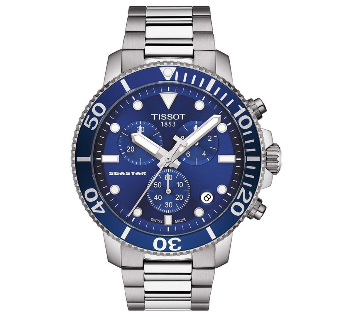 Tissot Mens Swiss Chronograph Seastar 1000 Stainless Steel Bracelet Diver Watch 45.5mm Product Image