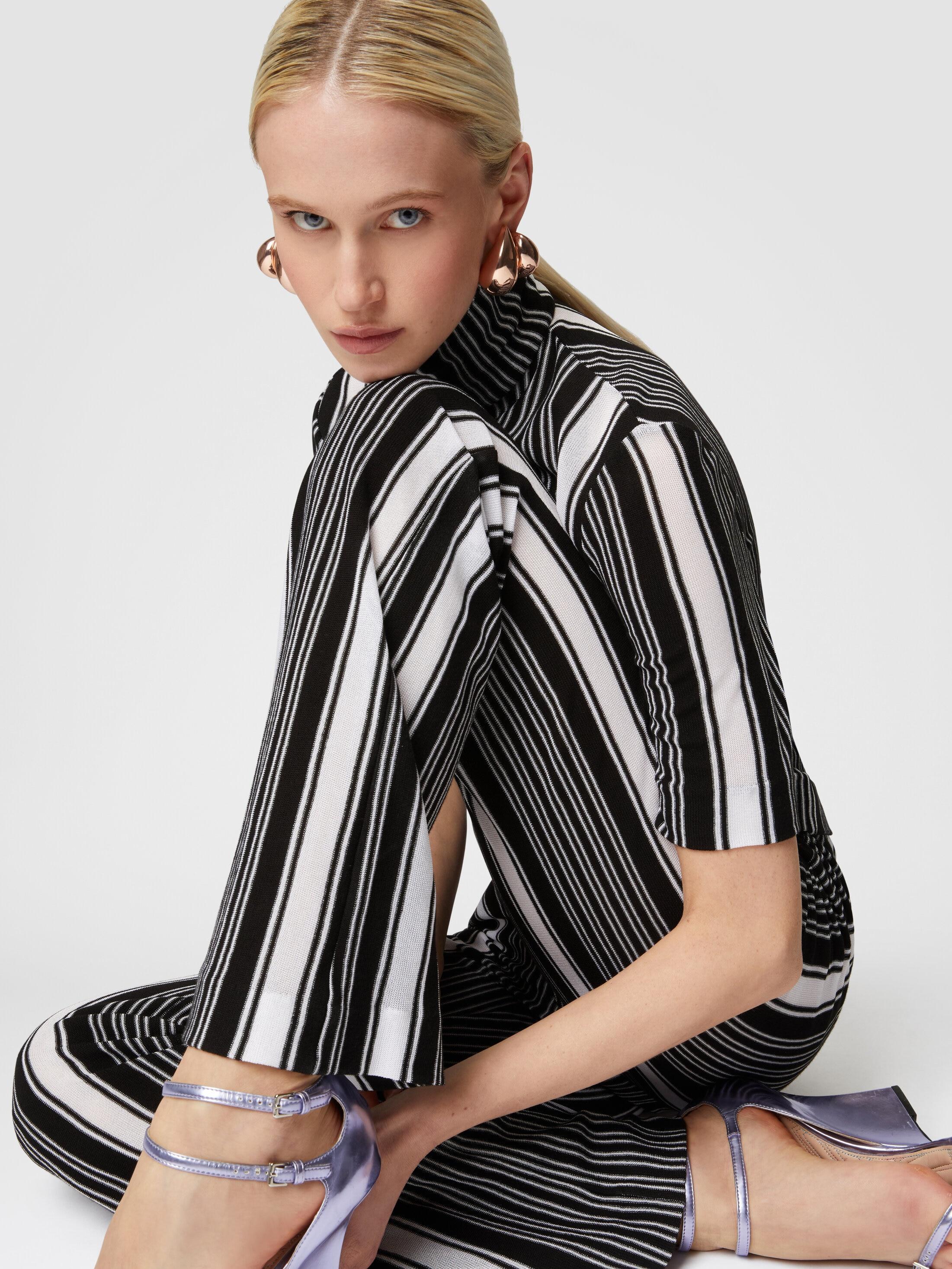 Straight striped trousers in cotton and viscose Product Image