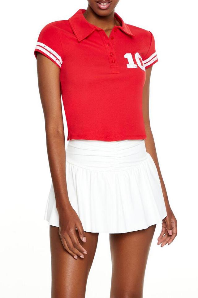 Varsity-Striped 10 Polo Shirt | Forever 21 Product Image