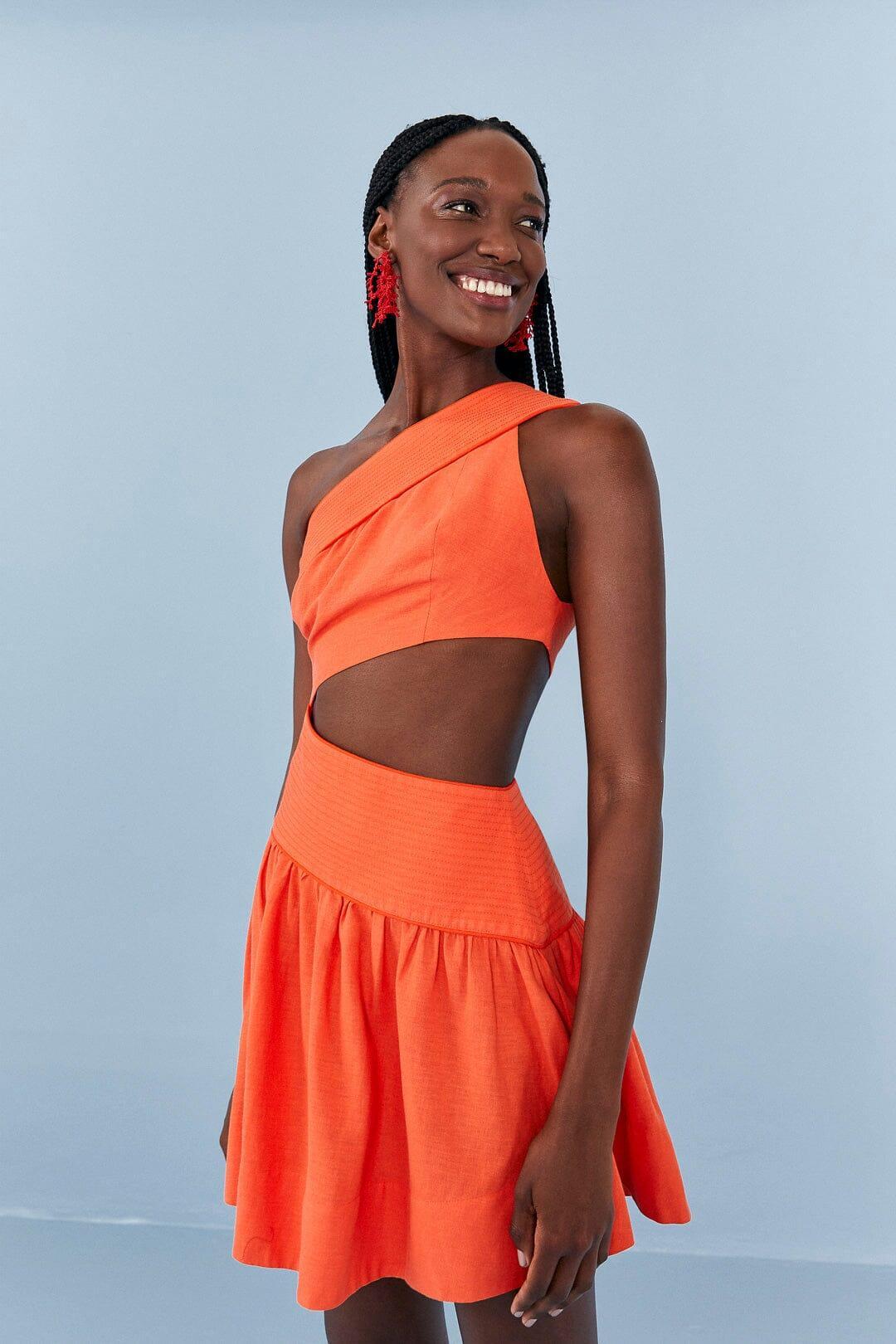 Orange One Shoulder Mini Dress Product Image