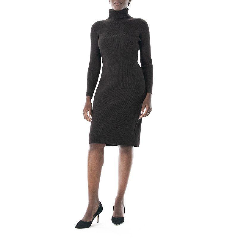 Nina Leonard Turtleneck Ribbed Midi Sweater Dress Product Image