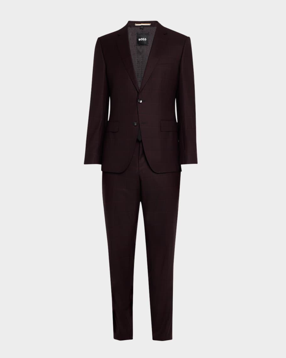 Men's Huge Wool Check Slim-Fit Suit Product Image