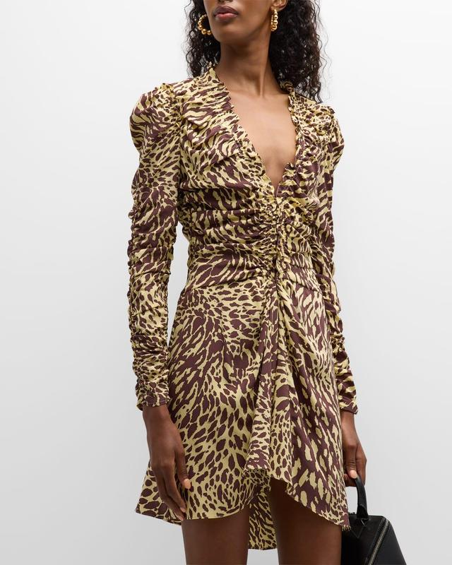 Womens Marcie Animal-Print Silk-Blend Minidress Product Image