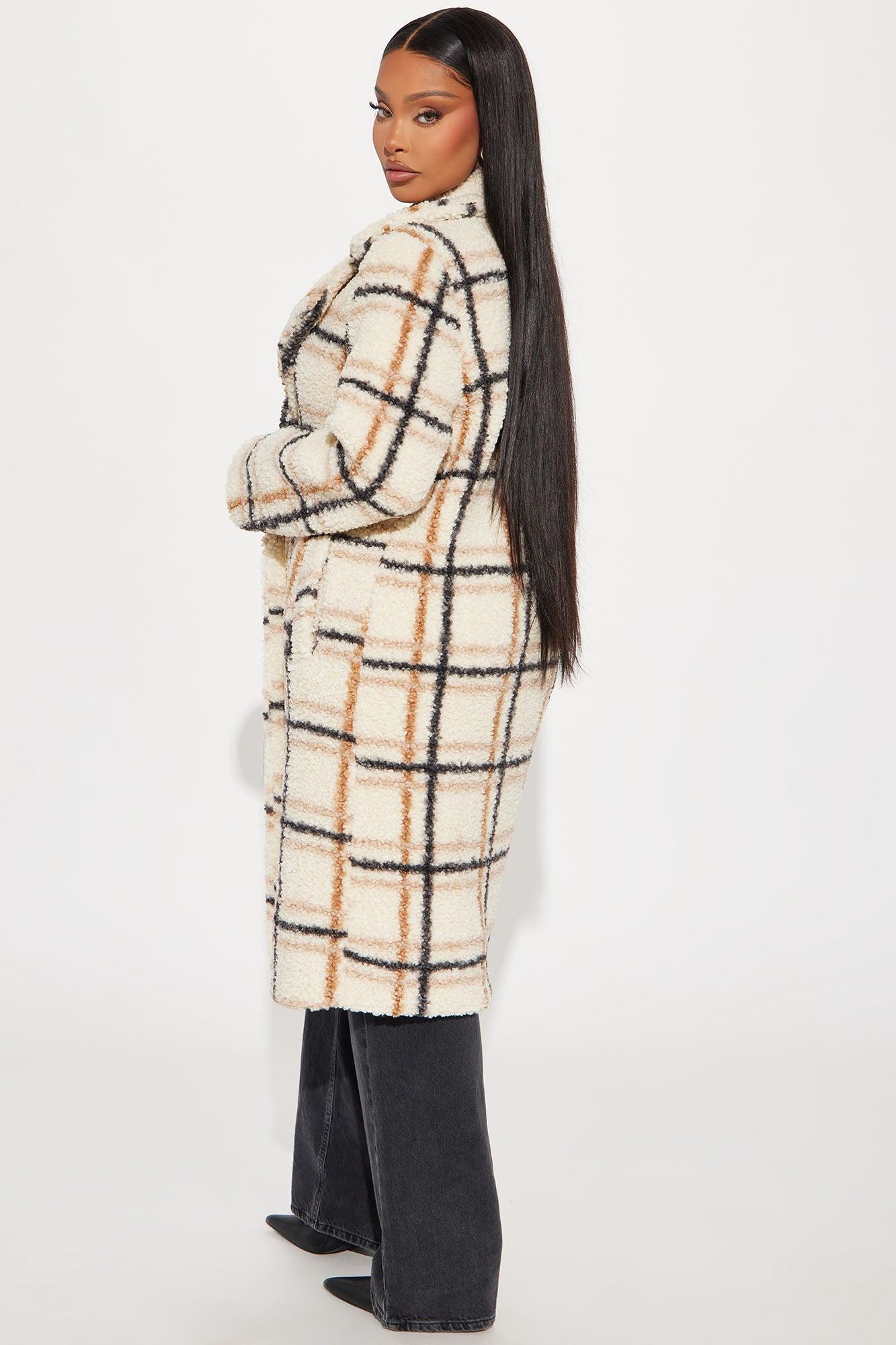 Cozy Up Plaid Sherpa Trench - Cream/combo Product Image